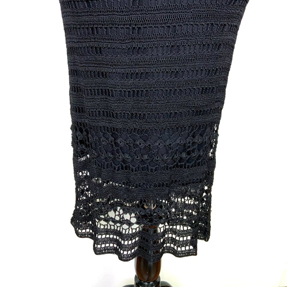Vintage 90’s Kroshetta By Papillon Black Crochet Midi Dress Size S - Picture 8 of 16